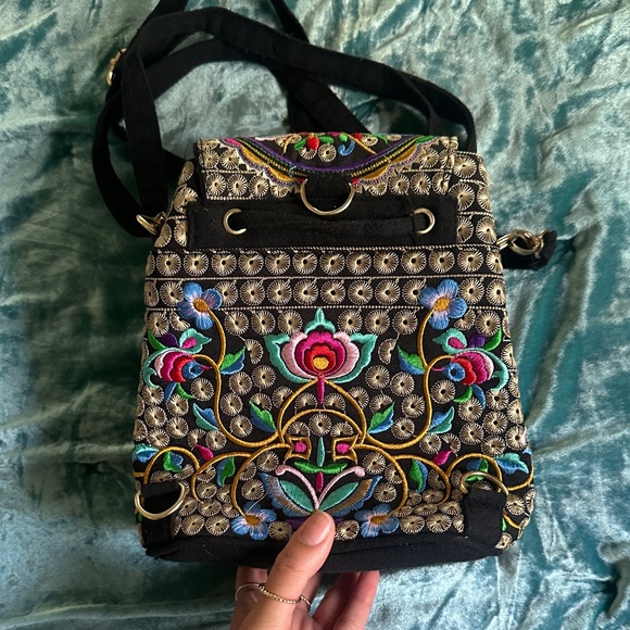 Embroidered Black and Multicolor Women's Bag - Picture 3 of 4
